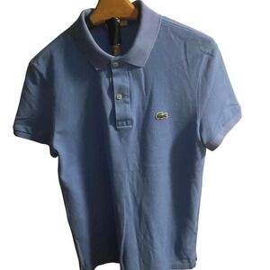 Lacoste Mens Slim Fit Pique Polo Shirt Light Blue PH4012 Size US S FR 3